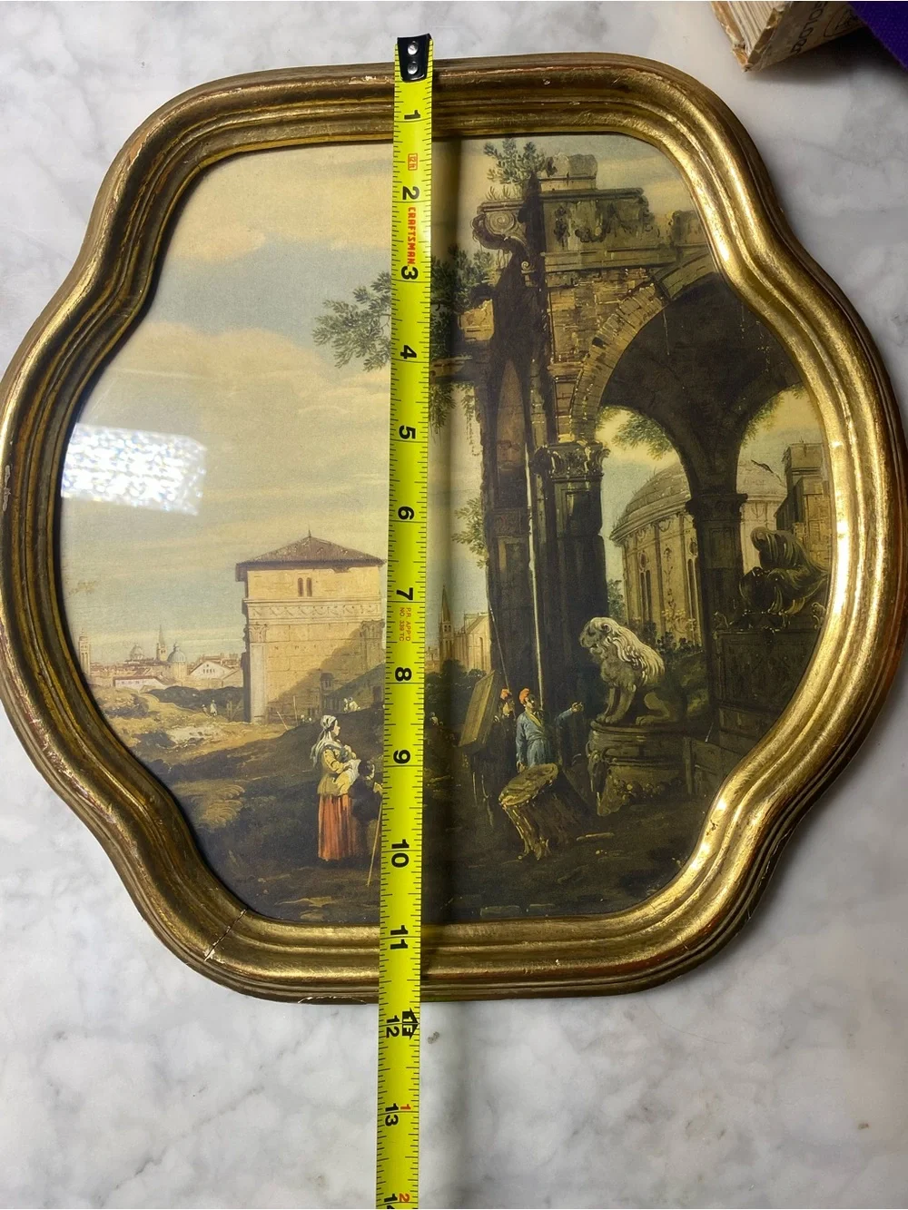 CANALETTO LANDSCAPE FLORENTIA HAND MADE IN ITALY GILT GOLD FRAMED WALL ART
